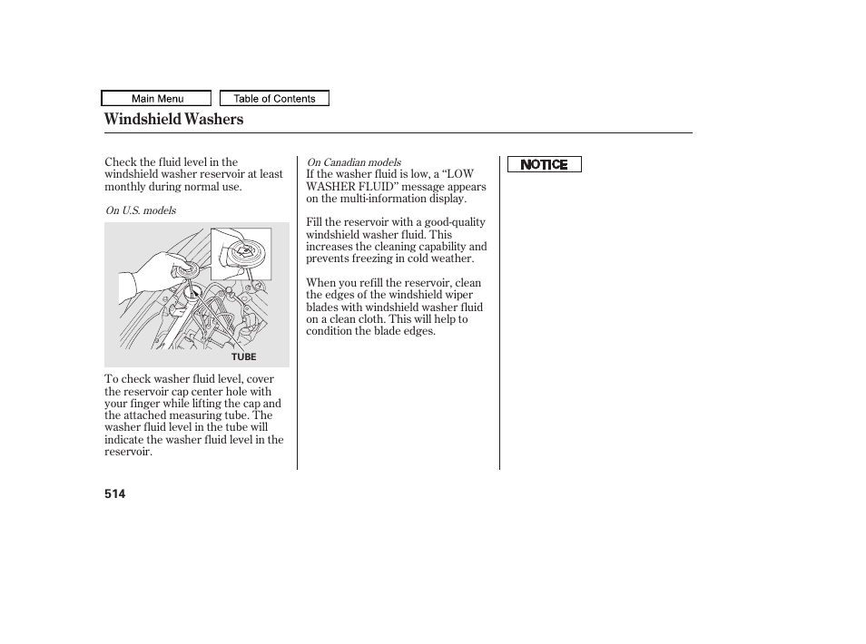 Washer fluid, Windshield washers | Acura 2010 TL User Manual | Page 517 / 612