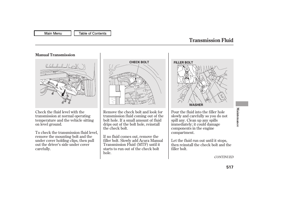 Transmission fluid | Acura 2010 TL User Manual | Page 520 / 612