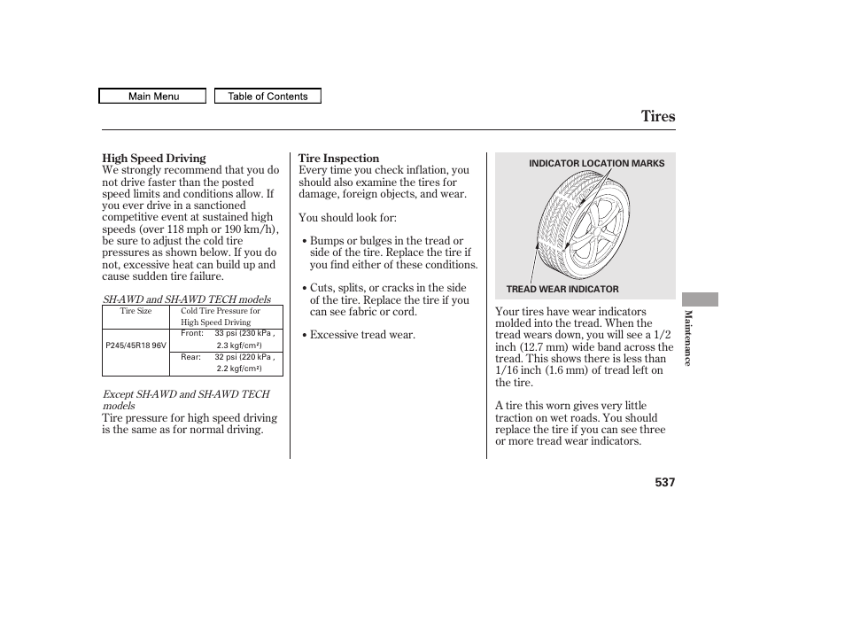 Tires, 2010 tl | Acura 2010 TL User Manual | Page 540 / 612