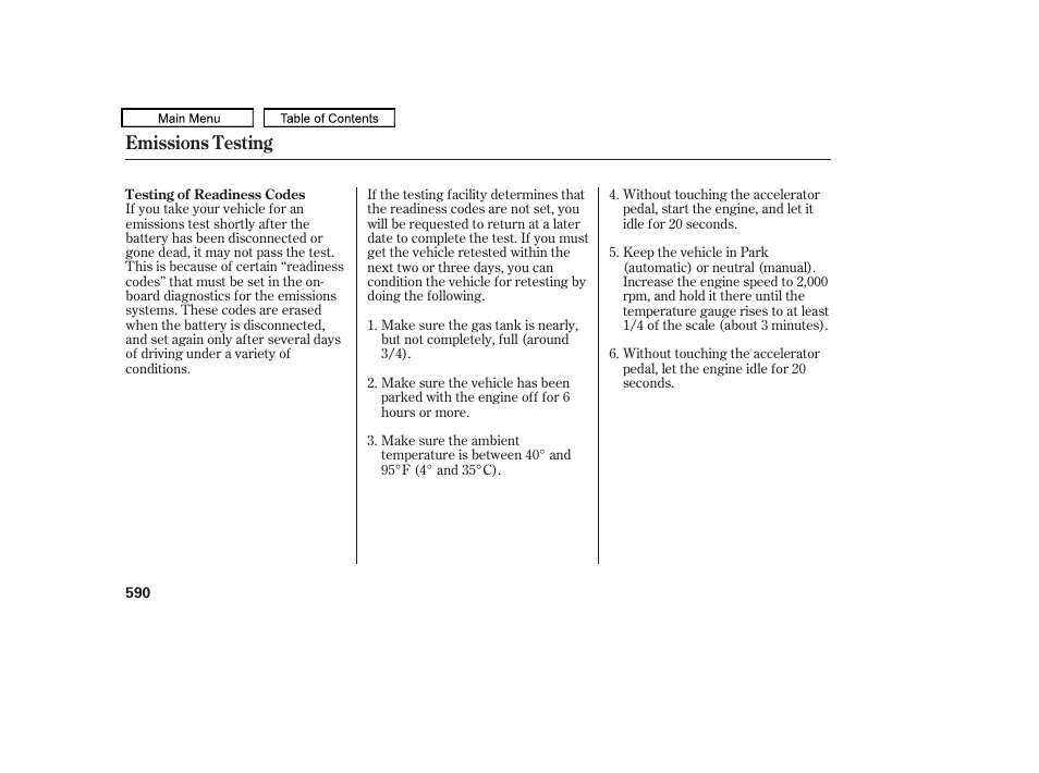 Emissions testing | Acura 2010 TL User Manual | Page 593 / 612