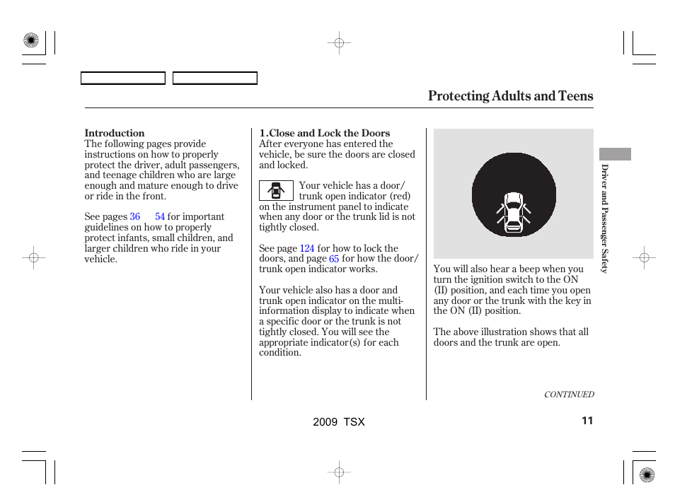Protecting adults and teens | Acura 2009 TSX User Manual | Page 14 / 524
