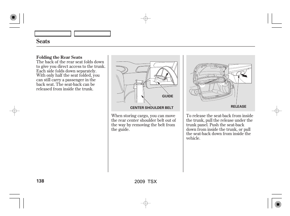 Seats | Acura 2009 TSX User Manual | Page 141 / 524