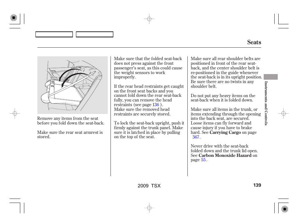 Seats | Acura 2009 TSX User Manual | Page 142 / 524