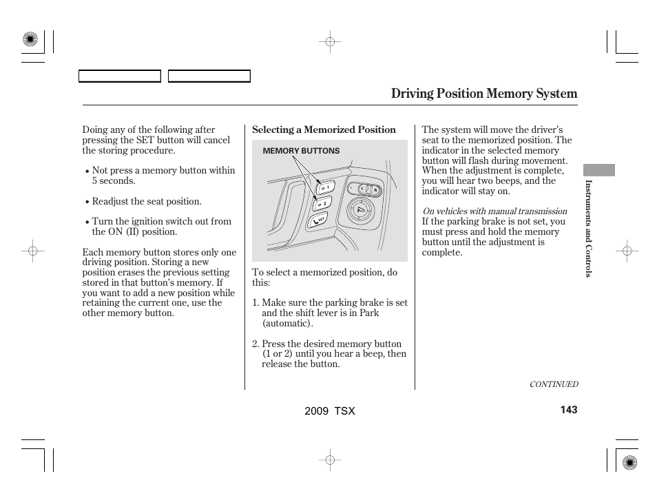 Acura 2009 TSX User Manual | Page 146 / 524