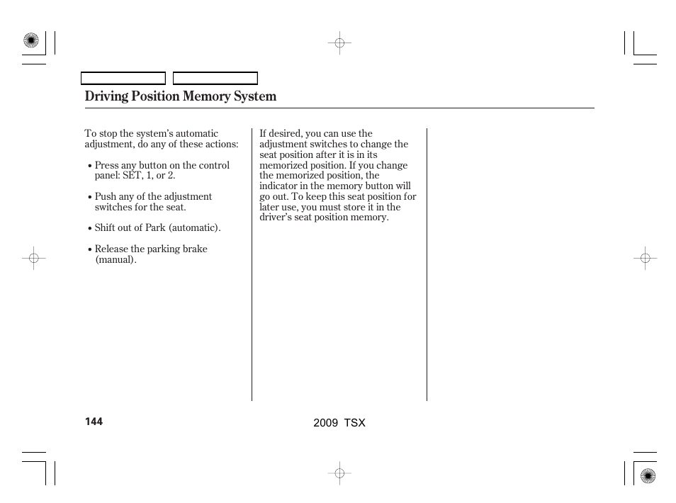 Acura 2009 TSX User Manual | Page 147 / 524