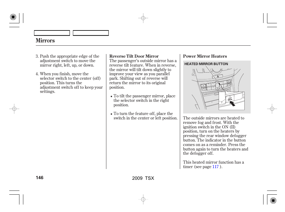 Mirrors | Acura 2009 TSX User Manual | Page 149 / 524
