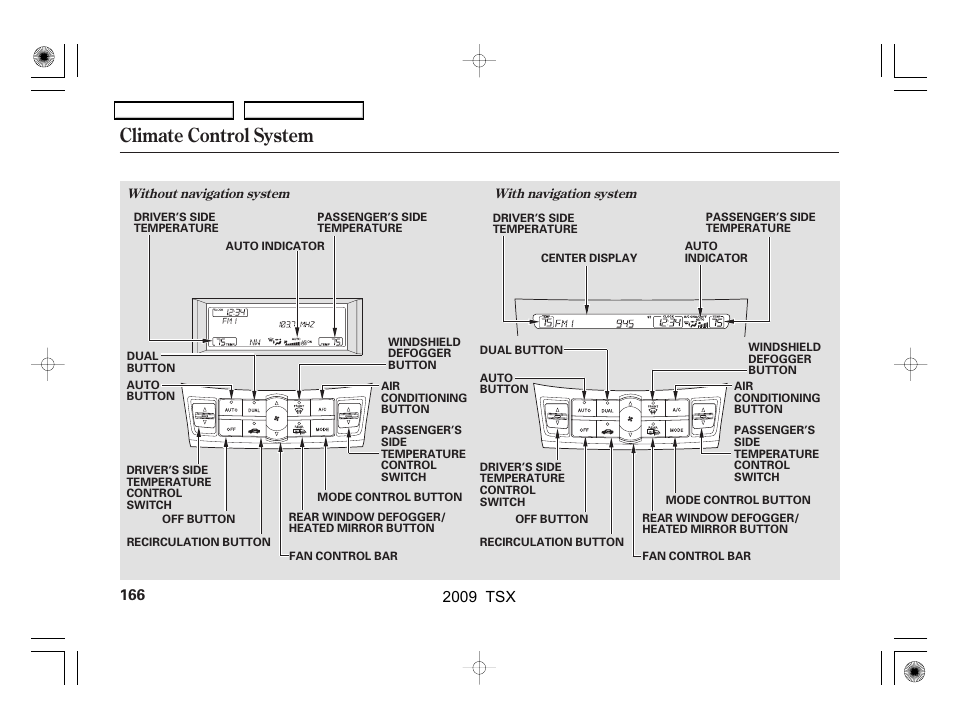 Climate control system, 2009 tsx | Acura 2009 TSX User Manual | Page 169 / 524