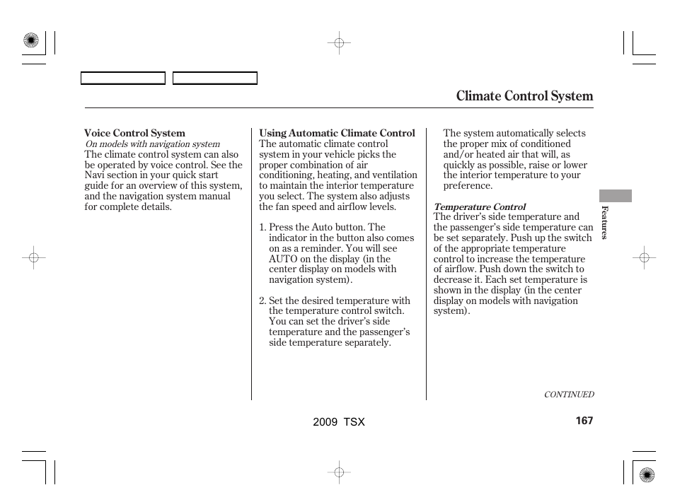 Climate control system | Acura 2009 TSX User Manual | Page 170 / 524