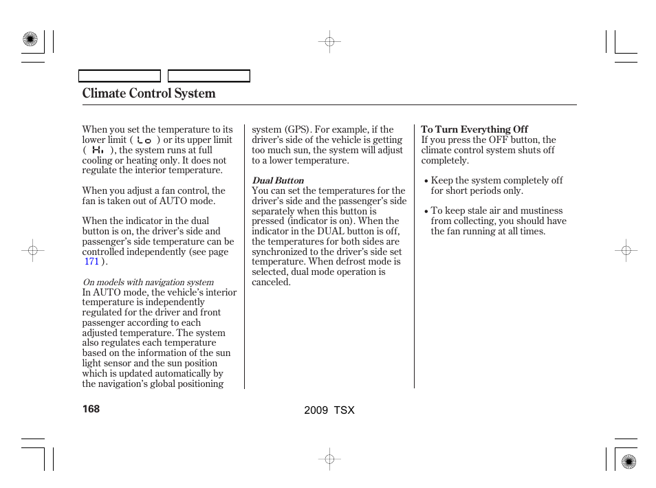 Climate control system | Acura 2009 TSX User Manual | Page 171 / 524