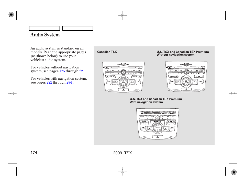 Audio system | Acura 2009 TSX User Manual | Page 177 / 524