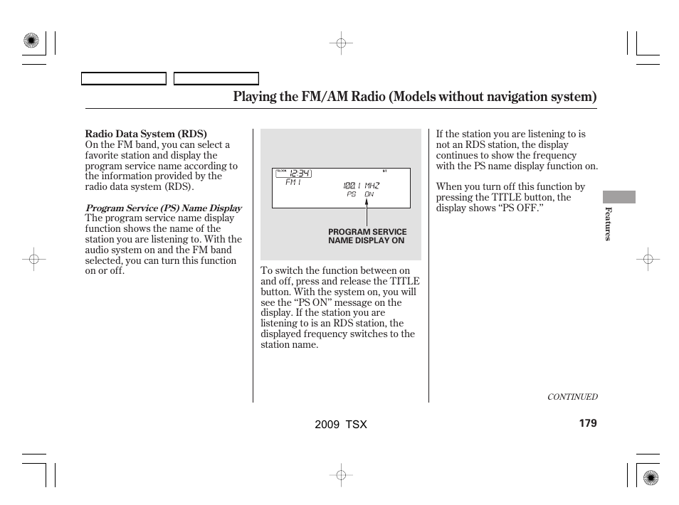 Acura 2009 TSX User Manual | Page 182 / 524