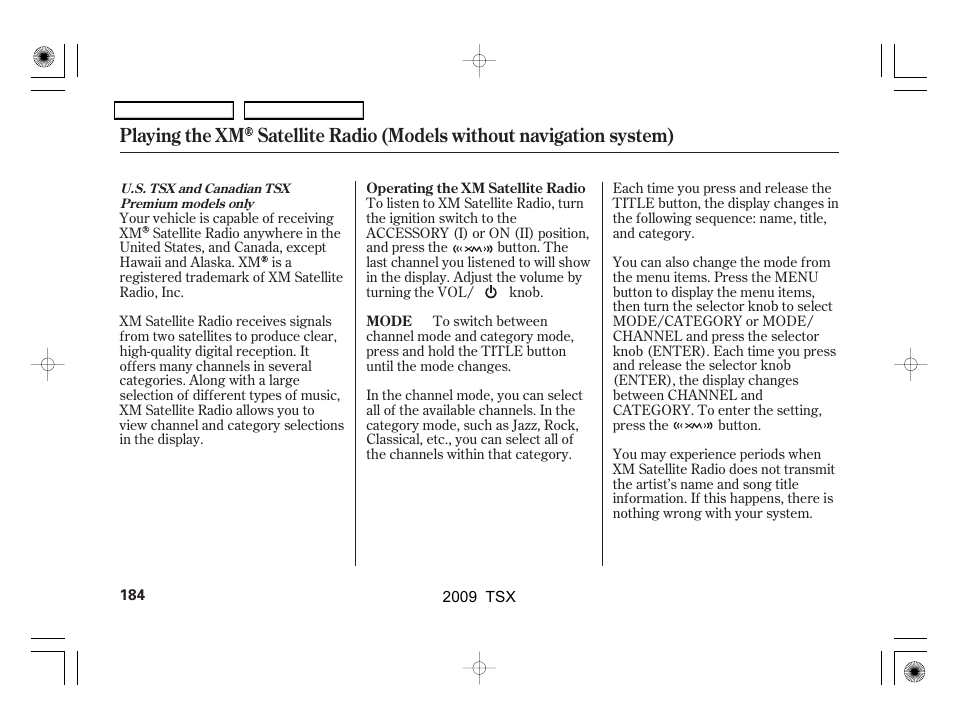 Acura 2009 TSX User Manual | Page 187 / 524