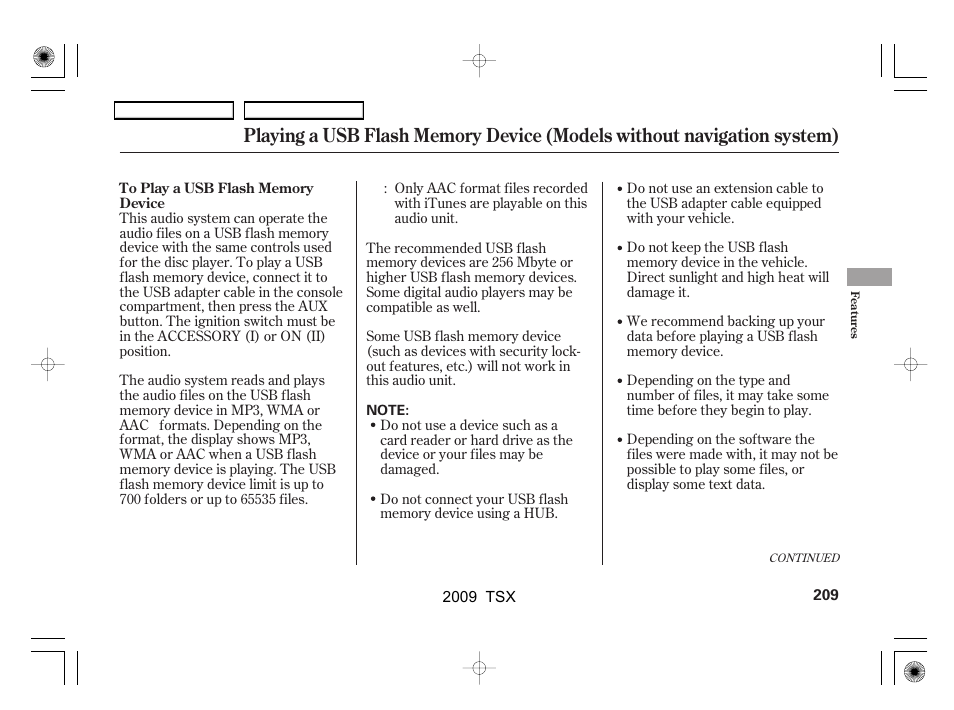 Acura 2009 TSX User Manual | Page 212 / 524