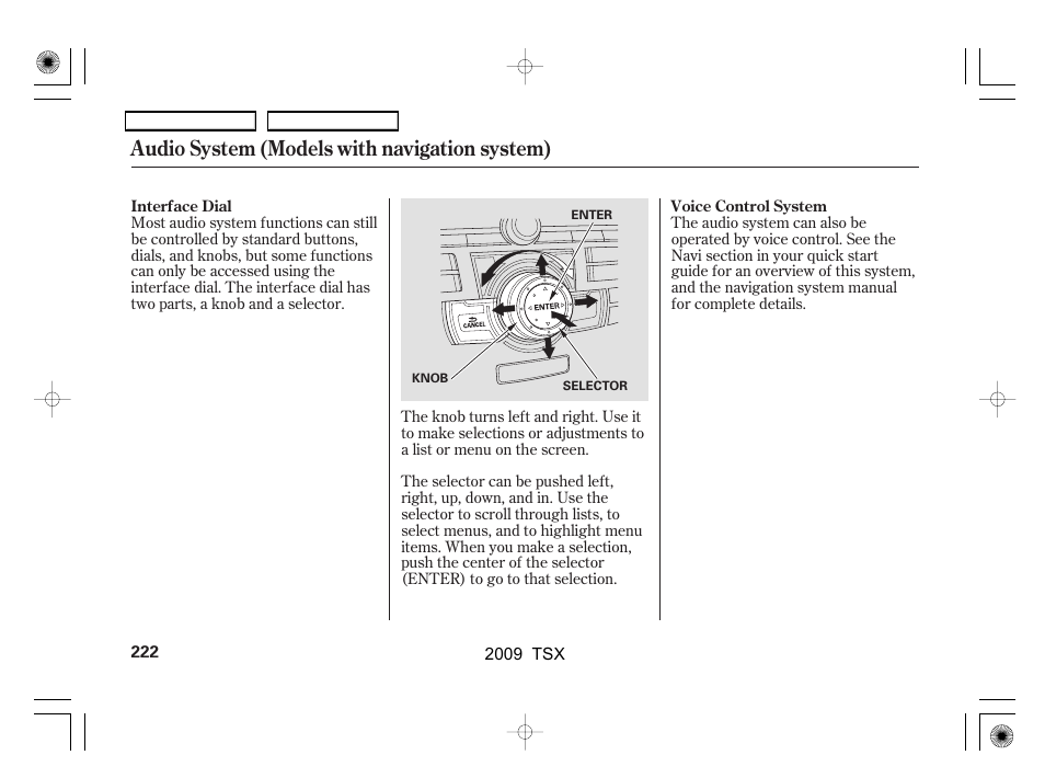 Audio system (models with navigation system) | Acura 2009 TSX User Manual | Page 225 / 524