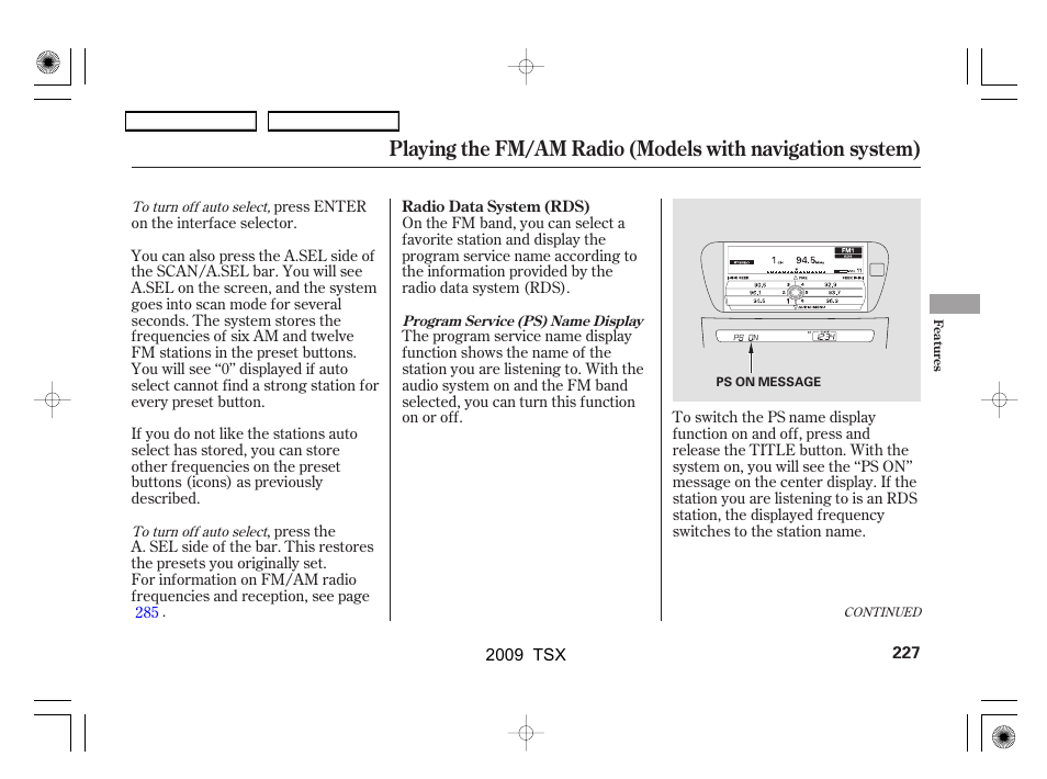 Acura 2009 TSX User Manual | Page 230 / 524