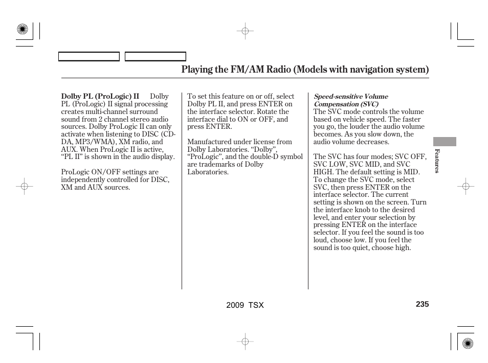 Acura 2009 TSX User Manual | Page 238 / 524