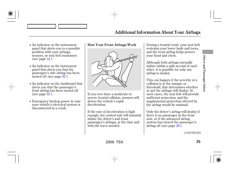 Additional information about your airbags | Acura 2009 TSX User Manual | Page 28 / 524
