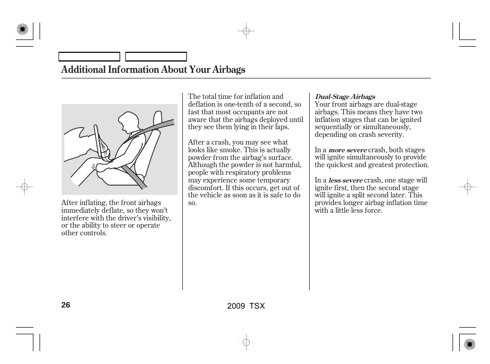 Additional information about your airbags | Acura 2009 TSX User Manual | Page 29 / 524