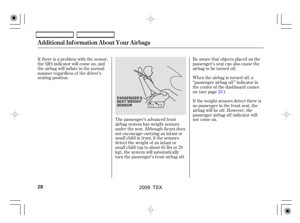 Additional information about your airbags | Acura 2009 TSX User Manual | Page 31 / 524