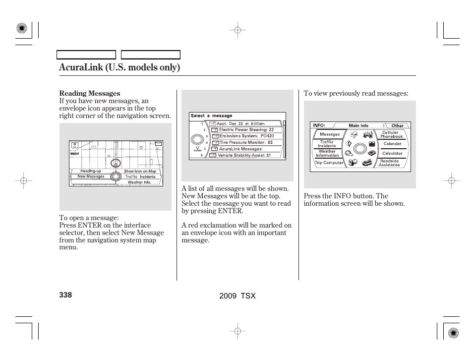 Acuralink (u.s. models only) | Acura 2009 TSX User Manual | Page 341 / 524