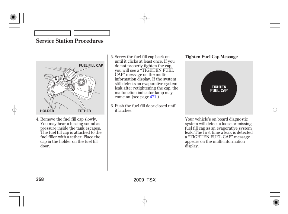 Service station procedures | Acura 2009 TSX User Manual | Page 361 / 524
