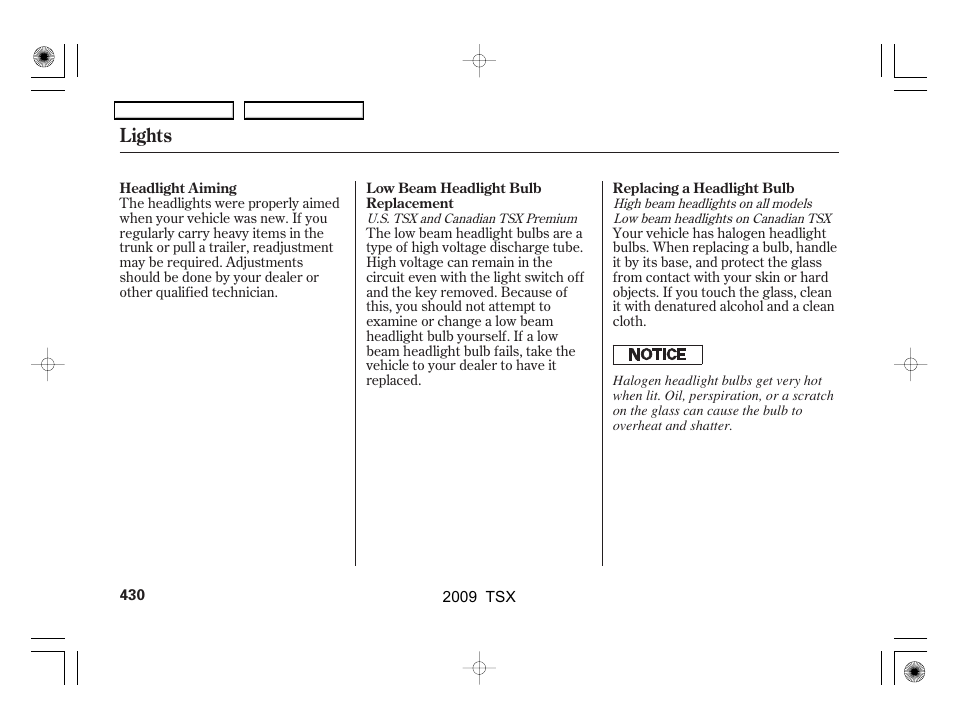 Lights | Acura 2009 TSX User Manual | Page 433 / 524