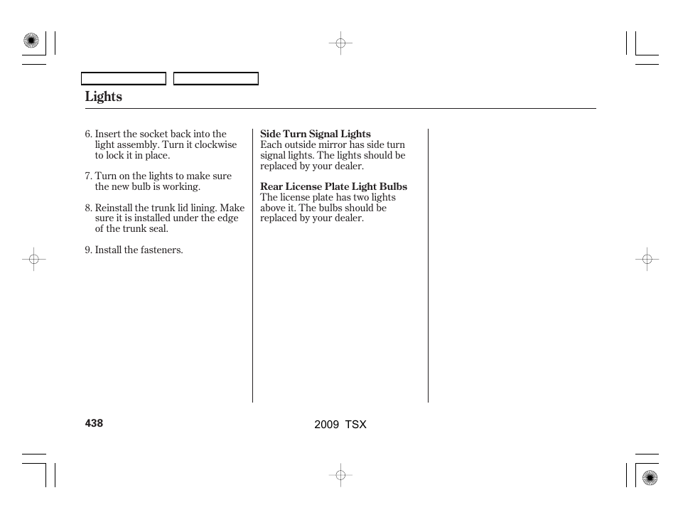Lights | Acura 2009 TSX User Manual | Page 441 / 524