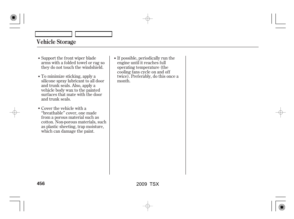 Vehicle storage | Acura 2009 TSX User Manual | Page 459 / 524