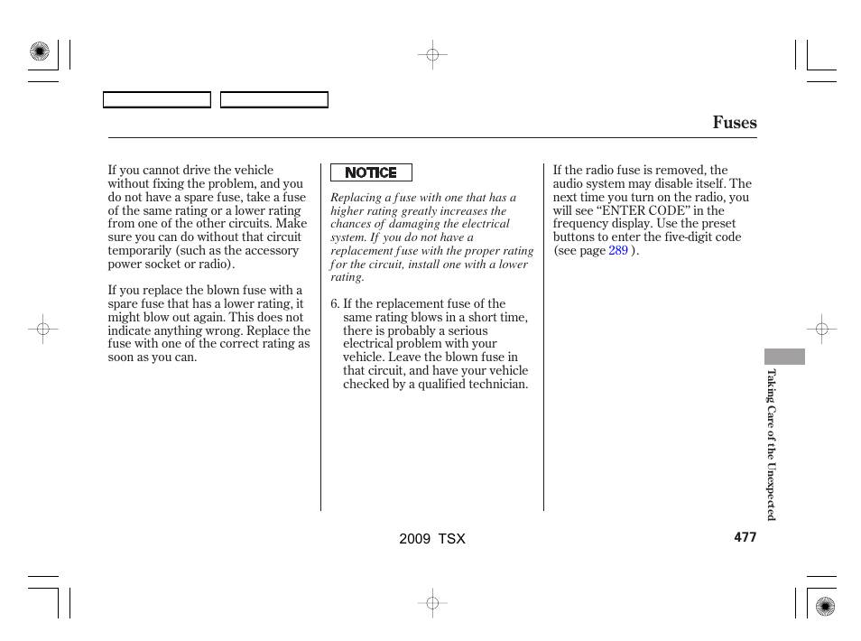 Fuses | Acura 2009 TSX User Manual | Page 480 / 524