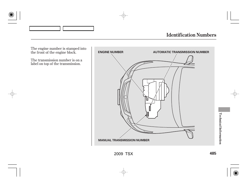 Identification numbers | Acura 2009 TSX User Manual | Page 488 / 524