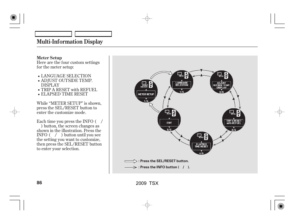 Multi-information display | Acura 2009 TSX User Manual | Page 89 / 524