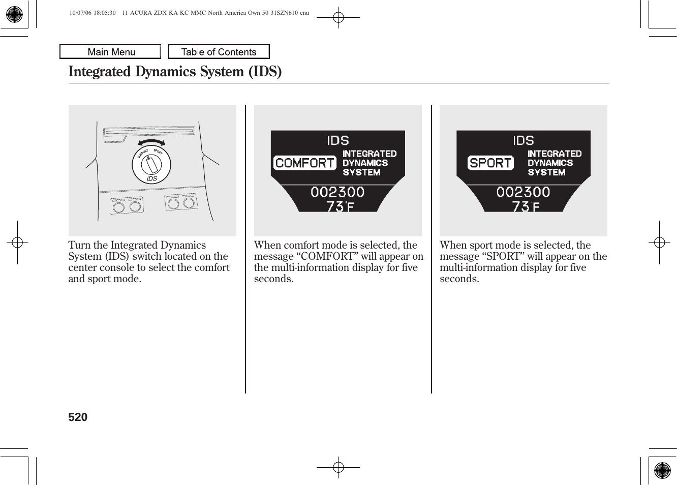 Integrated dynamics system (ids), 2011 zdx | Acura 2011 ZDX User Manual | Page 524 / 643