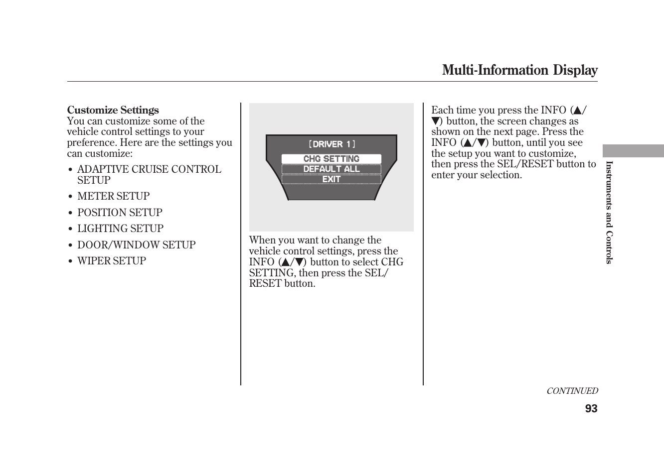 Multi-information display | Acura 2010 MDX User Manual | Page 100 / 616