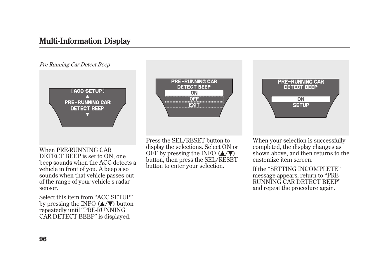 Multi-information display | Acura 2010 MDX User Manual | Page 103 / 616