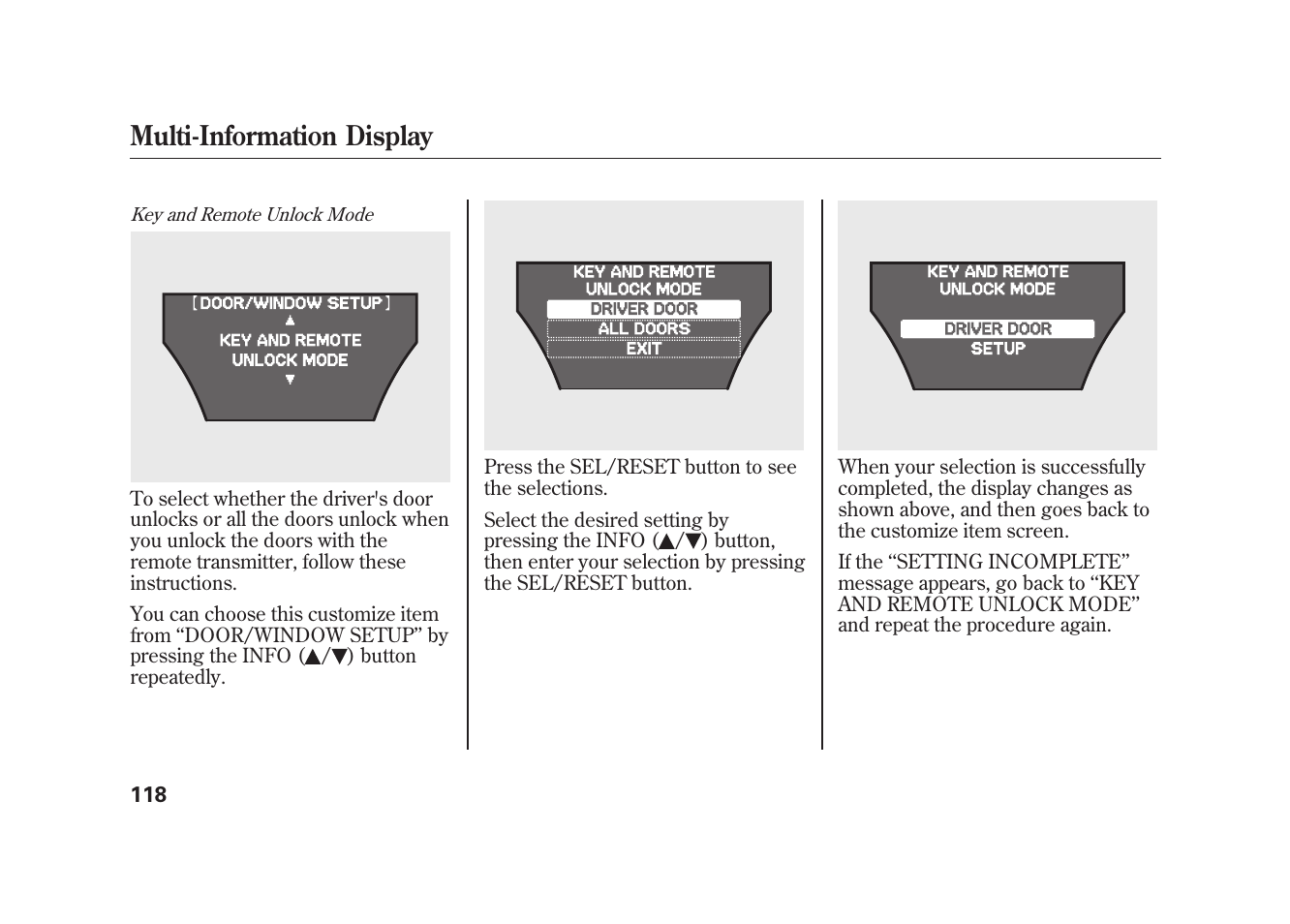 Multi-information display | Acura 2010 MDX User Manual | Page 125 / 616