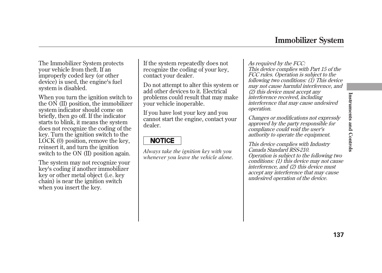 Immobilizer system | Acura 2010 MDX User Manual | Page 144 / 616