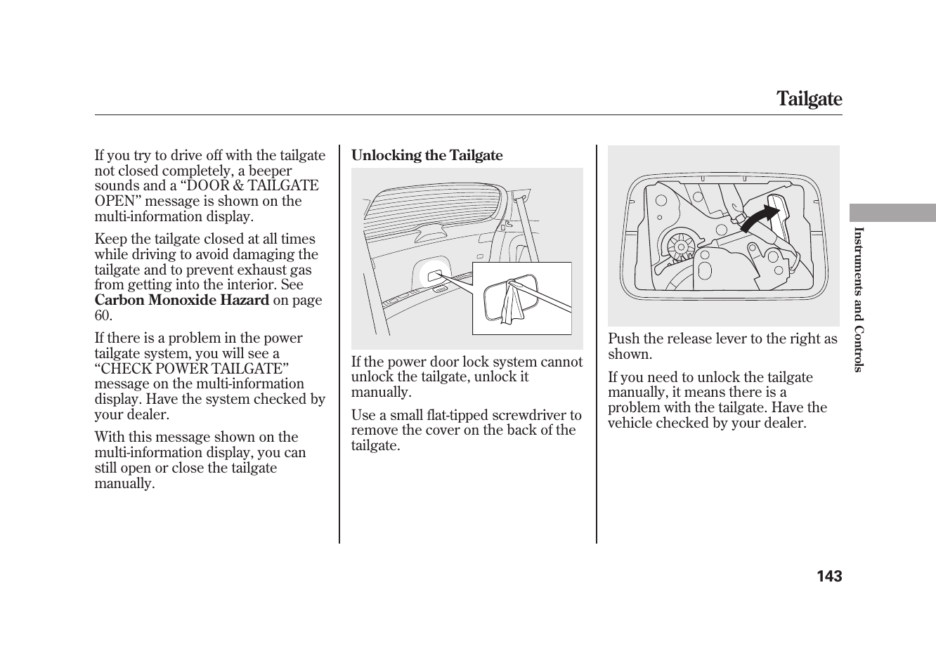 Tailgate | Acura 2010 MDX User Manual | Page 150 / 616