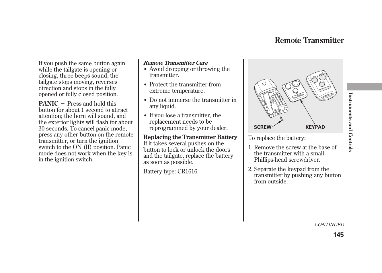 Remote transmitter | Acura 2010 MDX User Manual | Page 152 / 616