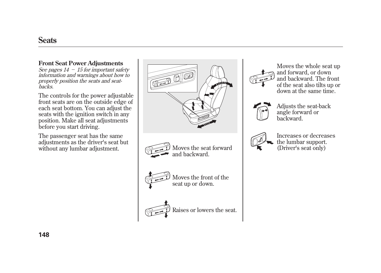 Seats | Acura 2010 MDX User Manual | Page 155 / 616