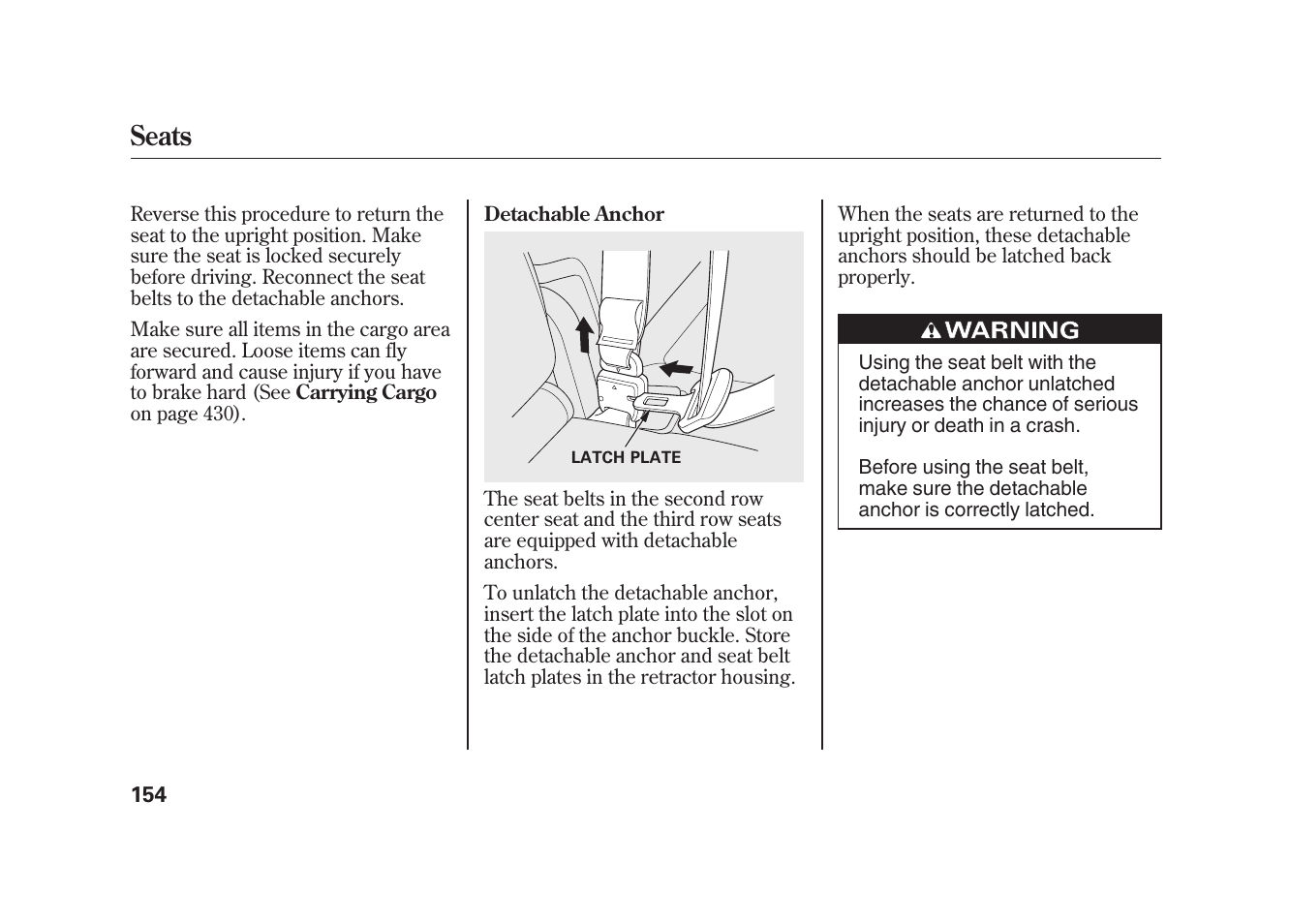 Seats | Acura 2010 MDX User Manual | Page 161 / 616