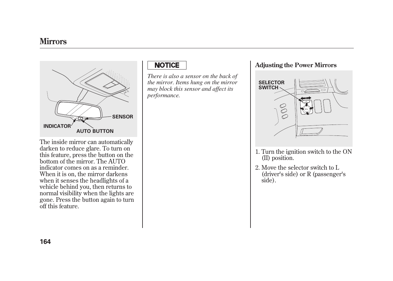 Mirrors | Acura 2010 MDX User Manual | Page 171 / 616