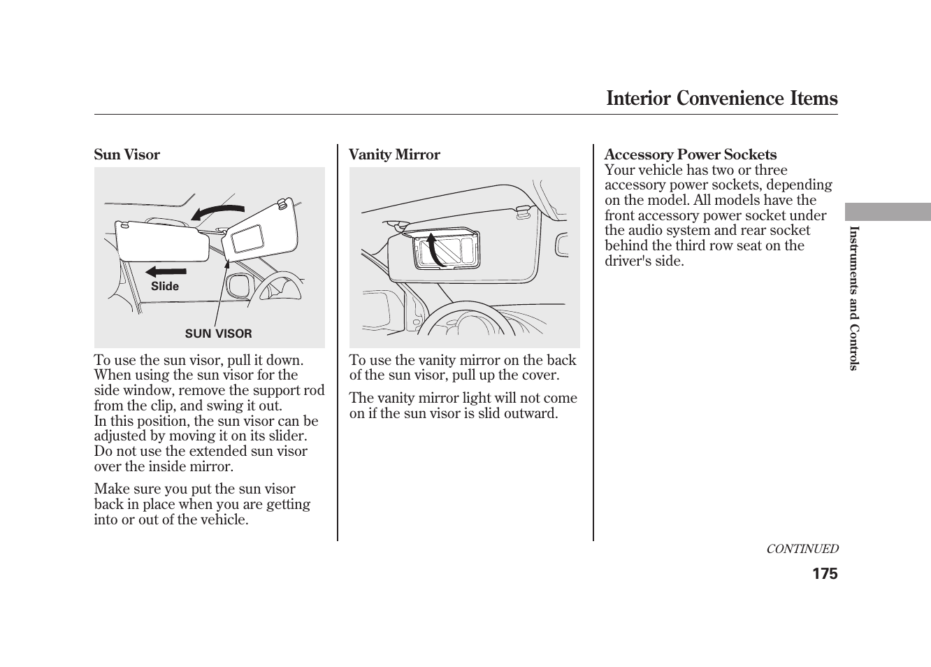 Interior convenience items | Acura 2010 MDX User Manual | Page 182 / 616