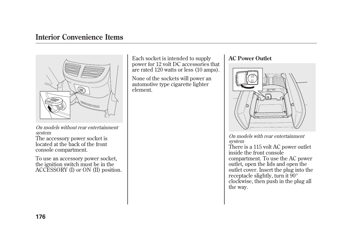 Interior convenience items | Acura 2010 MDX User Manual | Page 183 / 616