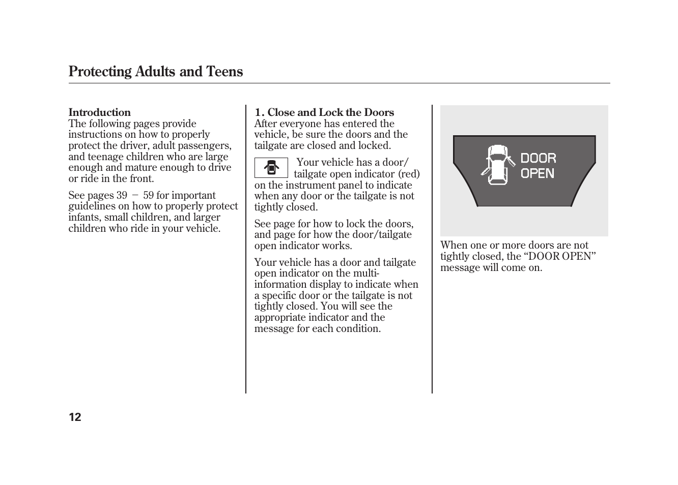 Protecting adults and teens | Acura 2010 MDX User Manual | Page 19 / 616