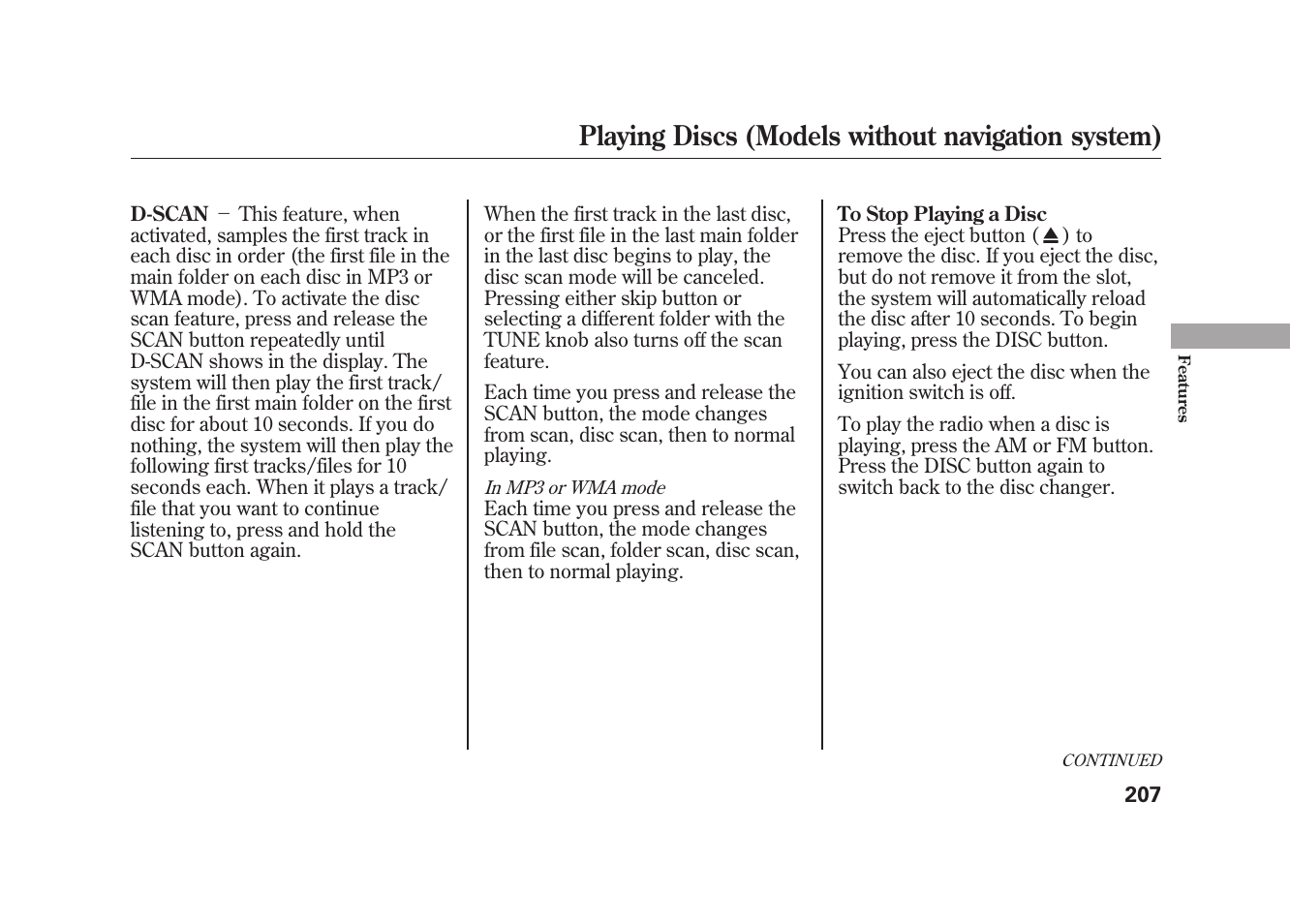 Playing discs (models without navigation system) | Acura 2010 MDX User Manual | Page 214 / 616