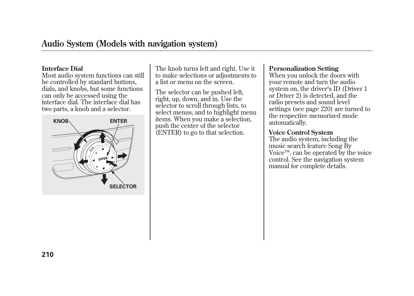 Audio system (models with navigation system) | Acura 2010 MDX User Manual | Page 217 / 616