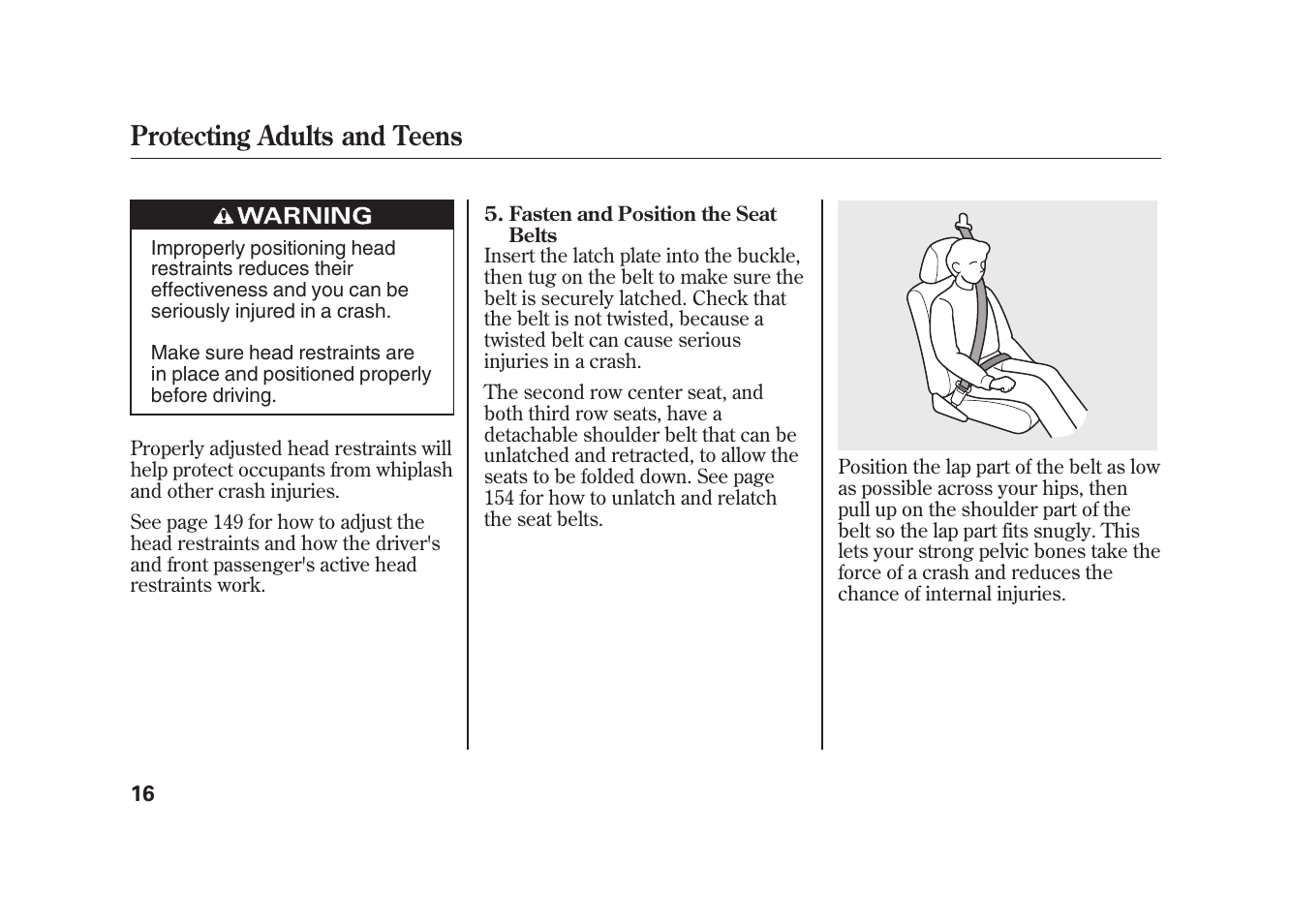 Protecting adults and teens | Acura 2010 MDX User Manual | Page 23 / 616