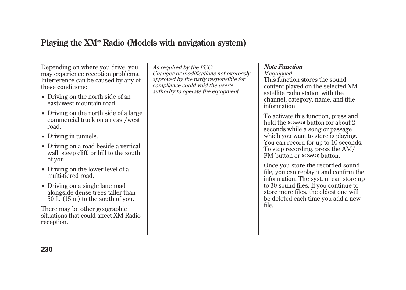 Playing the xm, Radio (models with navigation system) | Acura 2010 MDX User Manual | Page 237 / 616