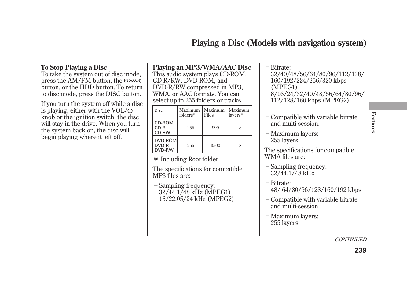 Playing a disc (models with navigation system) | Acura 2010 MDX User Manual | Page 246 / 616