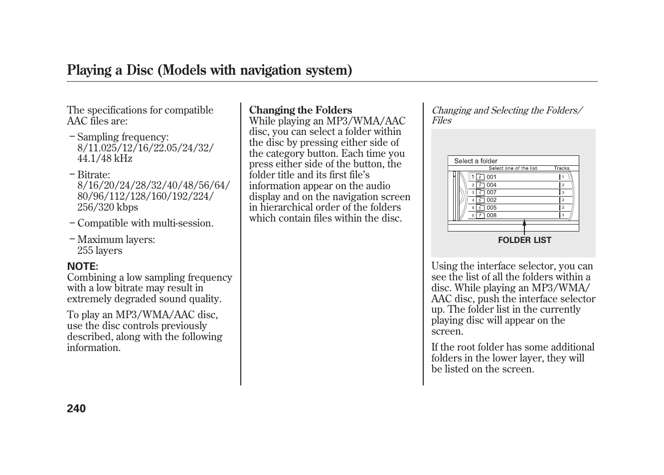 Playing a disc (models with navigation system) | Acura 2010 MDX User Manual | Page 247 / 616